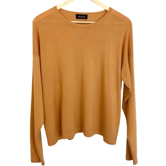 ESKANDAR Cashmere Silk Blend Oversized Crewneck Pullover Sweater Knit Top - Picture 1 of 8